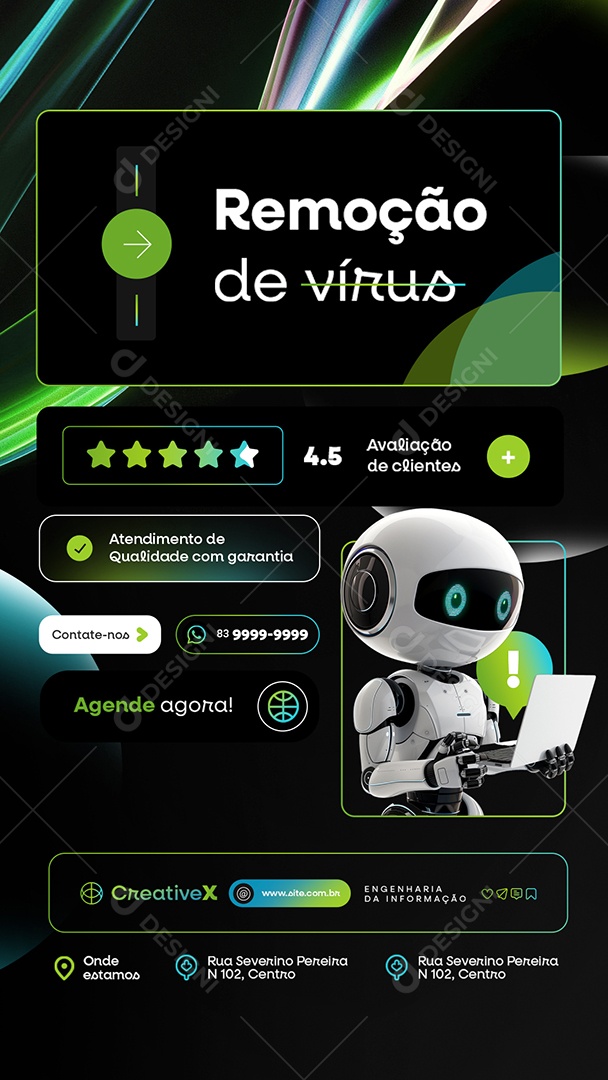 Story Engenharia da Informação Remoção de Vírus Social Media PSD Editável