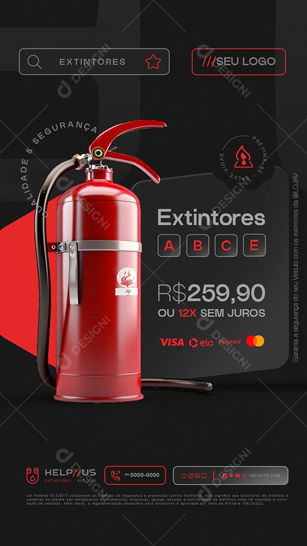 Story Extintores de Incêndio Qualidade e Segurança Social Media PSD Editável