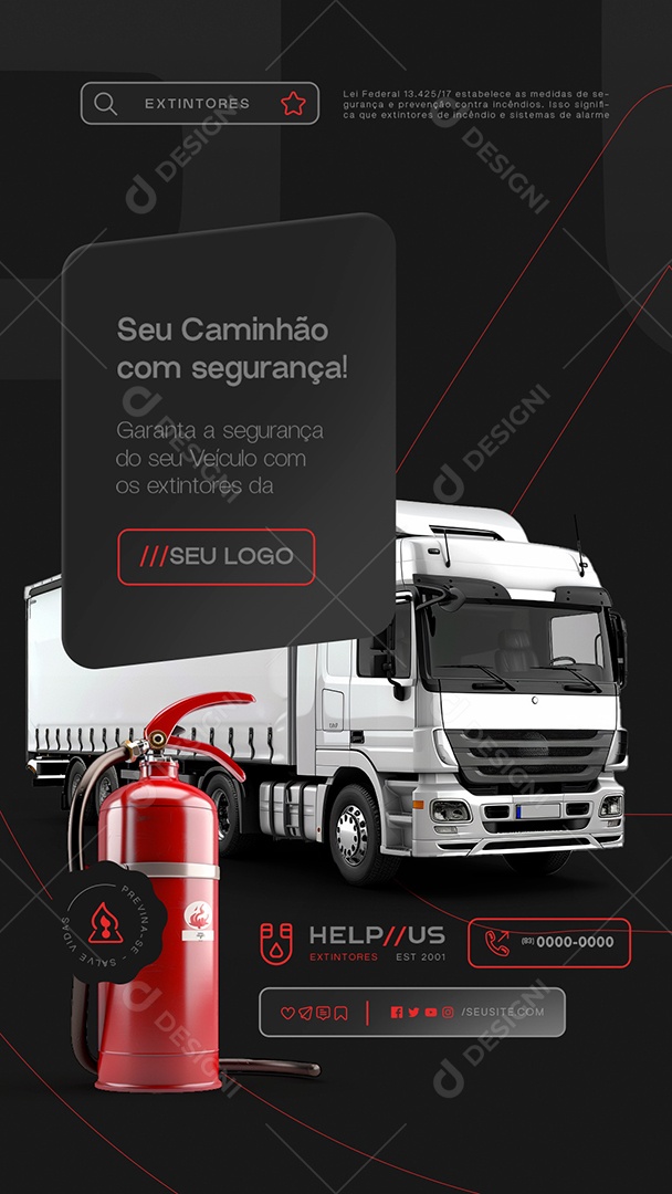 Story Extintores de Incêndio Seu Caminhão com Segurança Social Media PSD Editável
