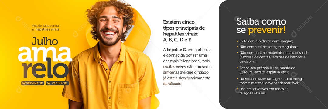 Carrossel Julho Amarelo Mês de Luta Contra as Hepatites Virais Social Media PSD Editável