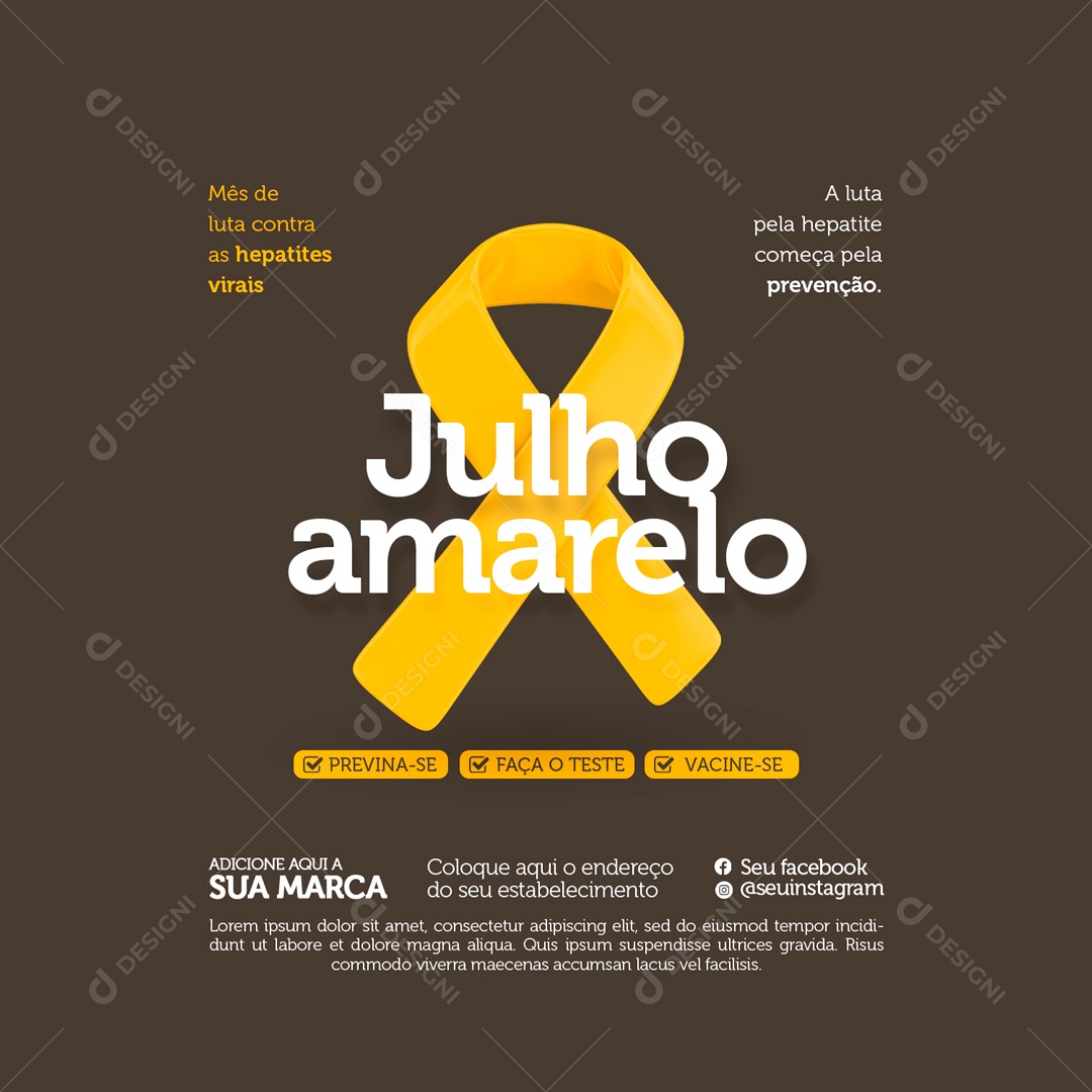 Julho Amarelo a Luta pela Hepatite Começa pela Prevenção Social Media PSD Editável