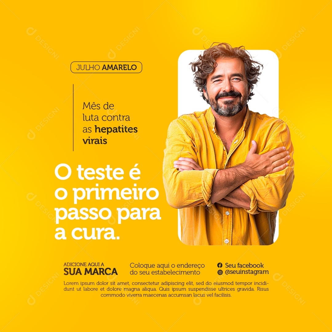 Julho Amarelo o Teste é o Primeiro Passo para a Cura Social Media PSD Editável