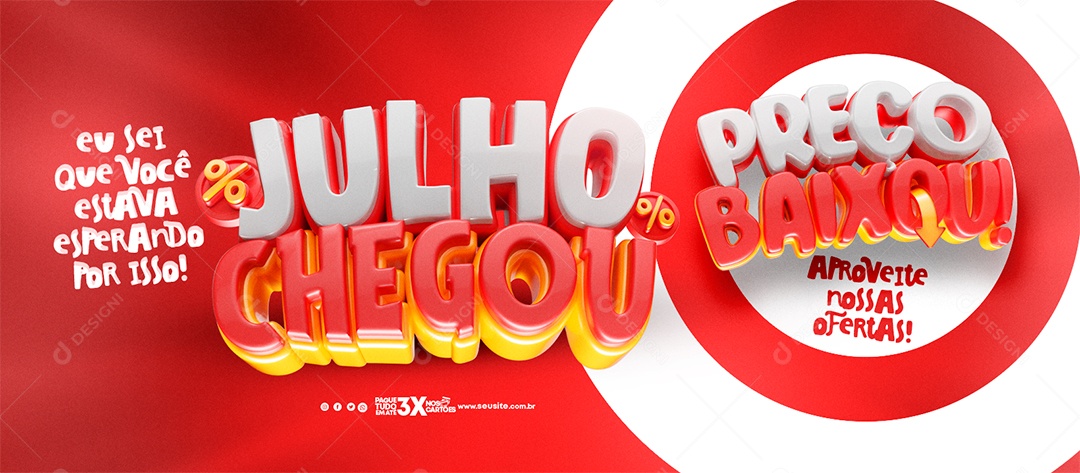 Carrossel Julho Chegou Social Media PSD Editável