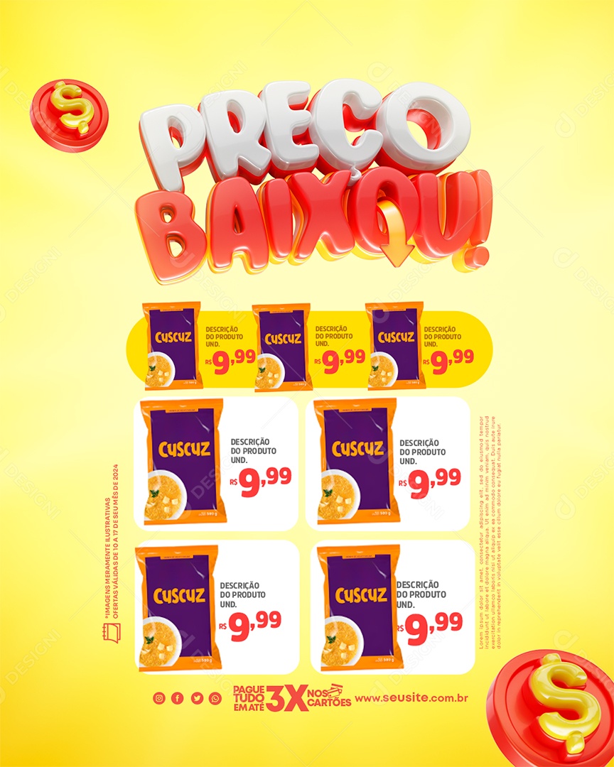 Encarte Social Media Preço Baixou Social Media PSD Editável