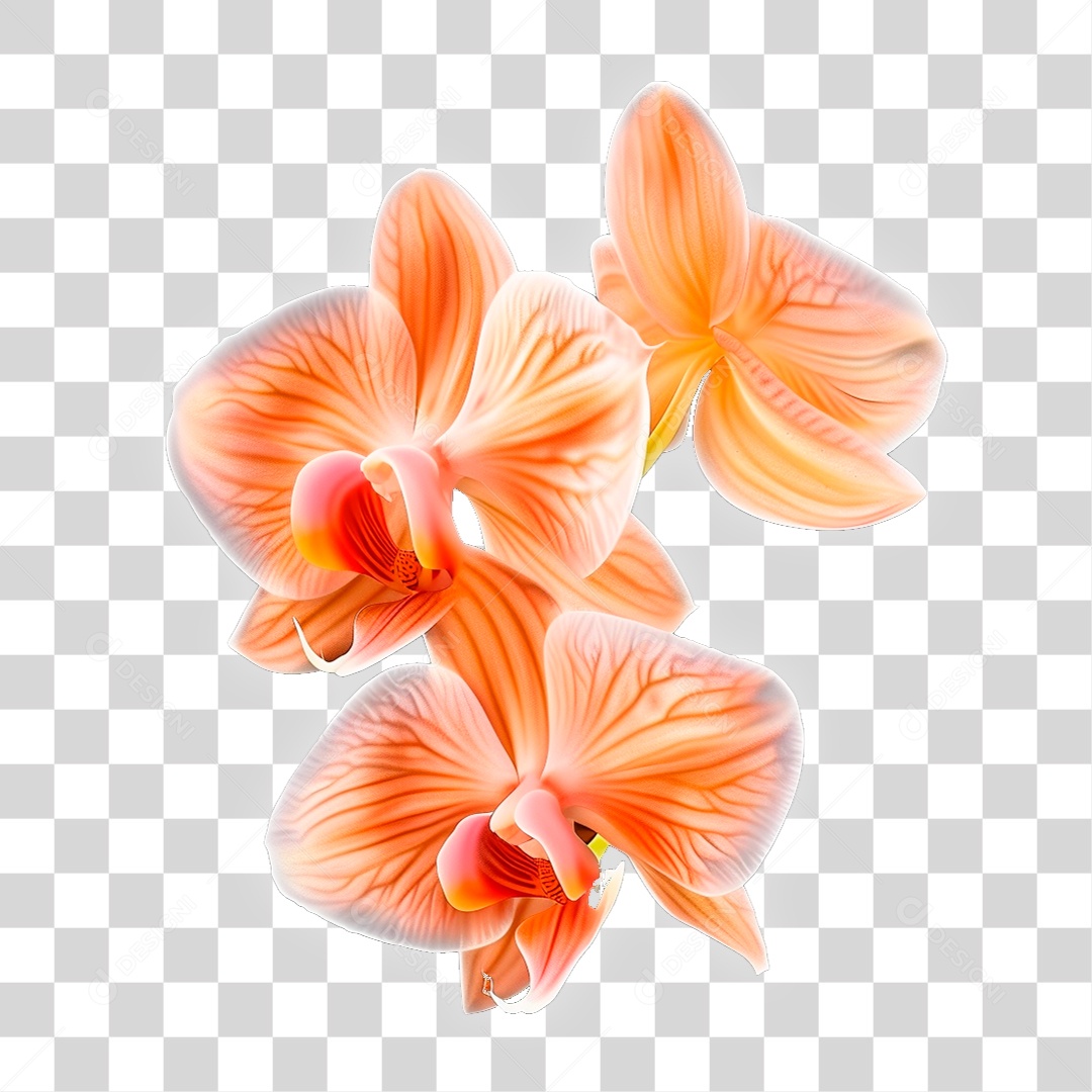 Flores de Orquídea Laranja PNG Transparente