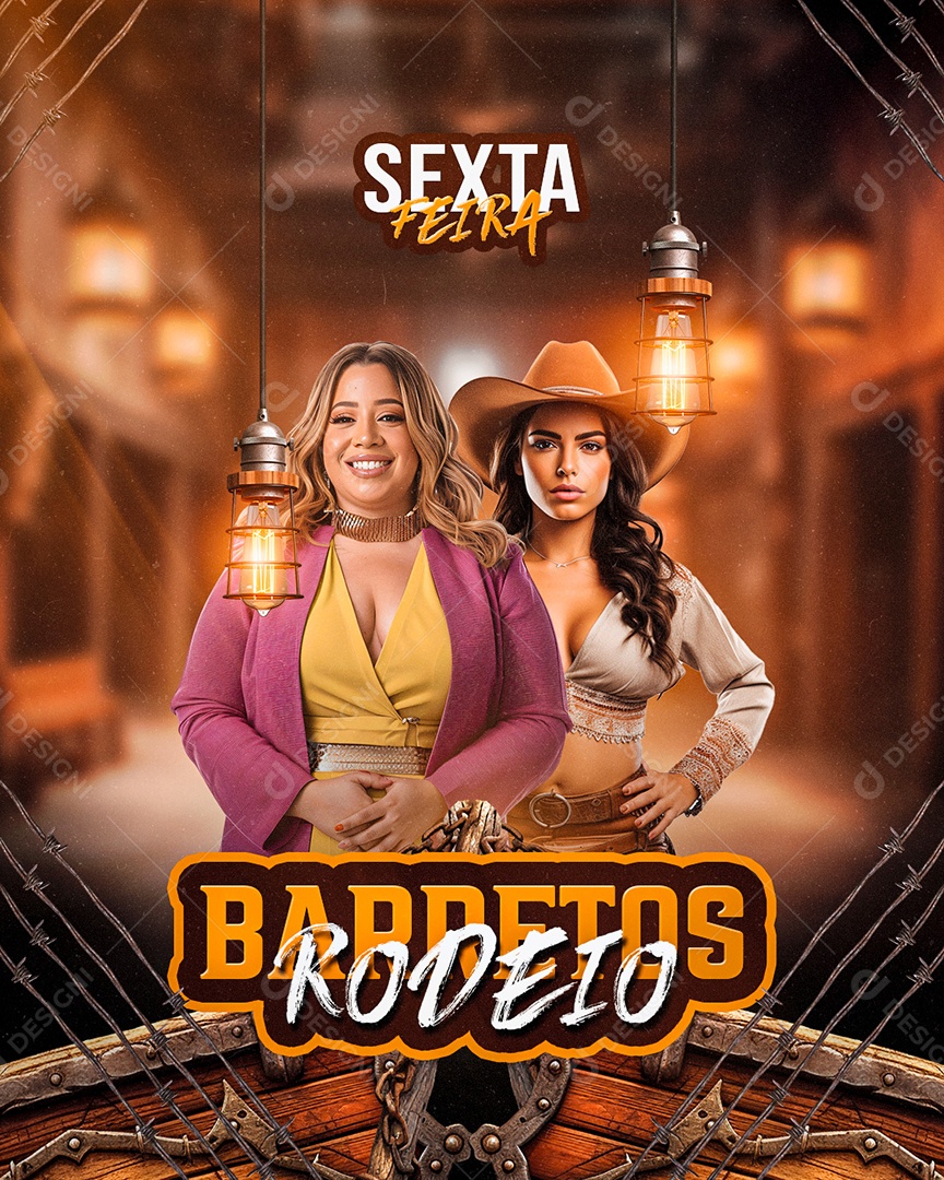 Flyer Barretos Rodeio Artistas Social Media PSD Editável