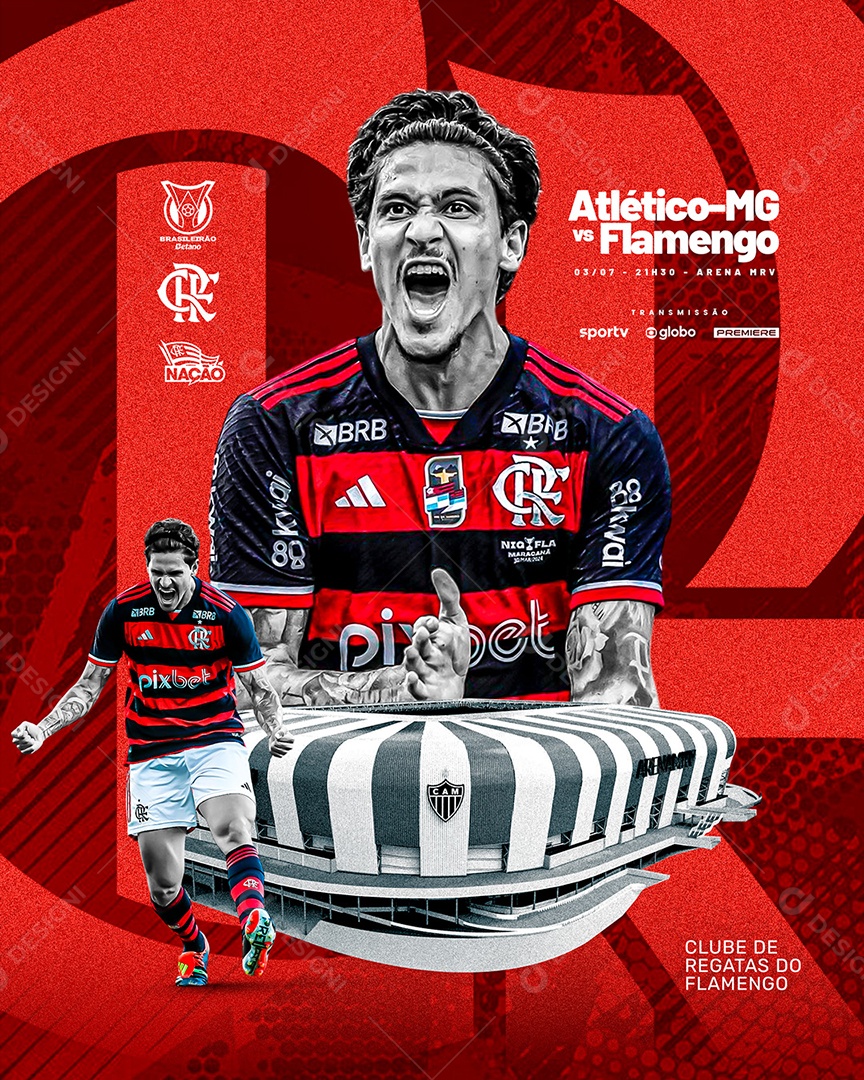 Atlético-MG Vs Flamengo Brasileirão 2024 Social Media PSD Editável