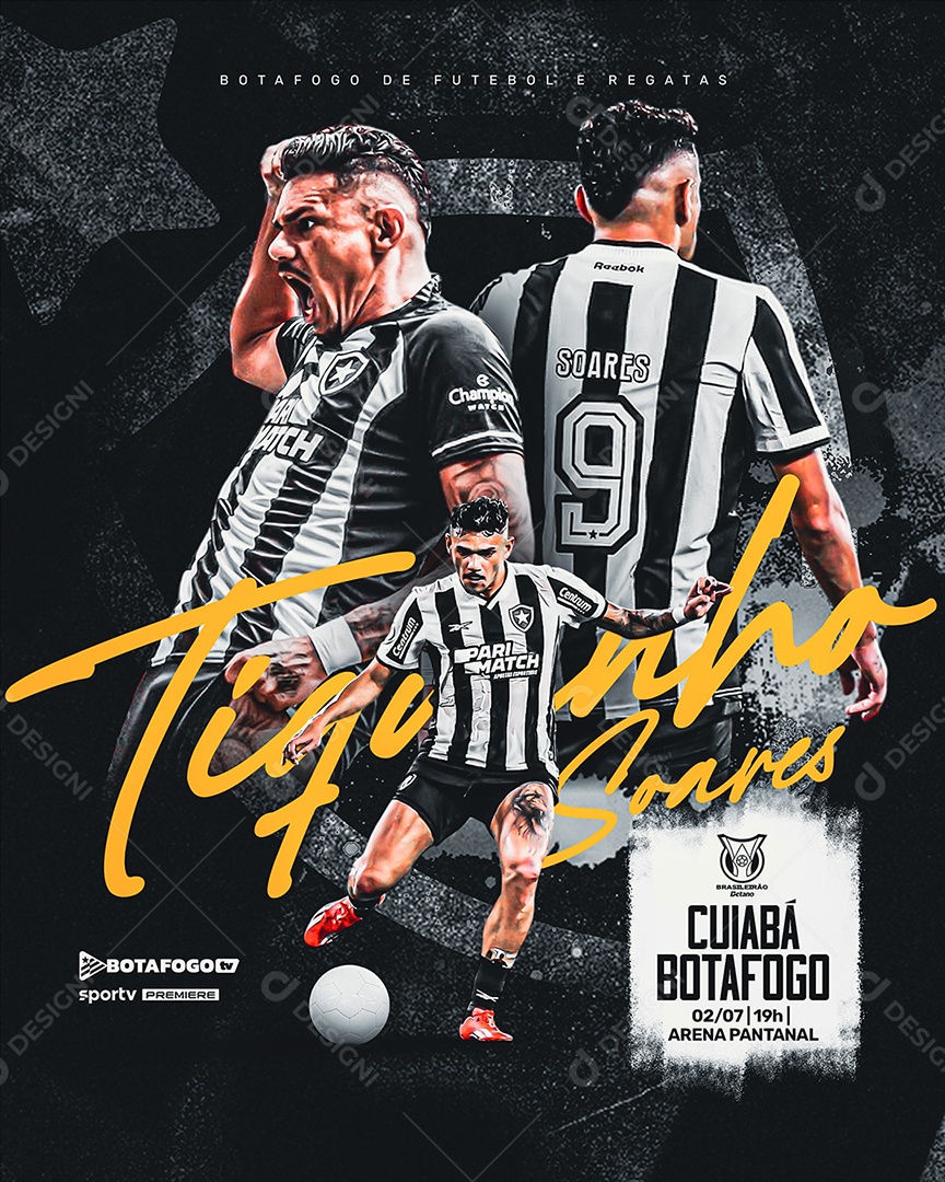 Cuiabá Vs Botafogo Brasileirão 2024 Social Media PSD Editável