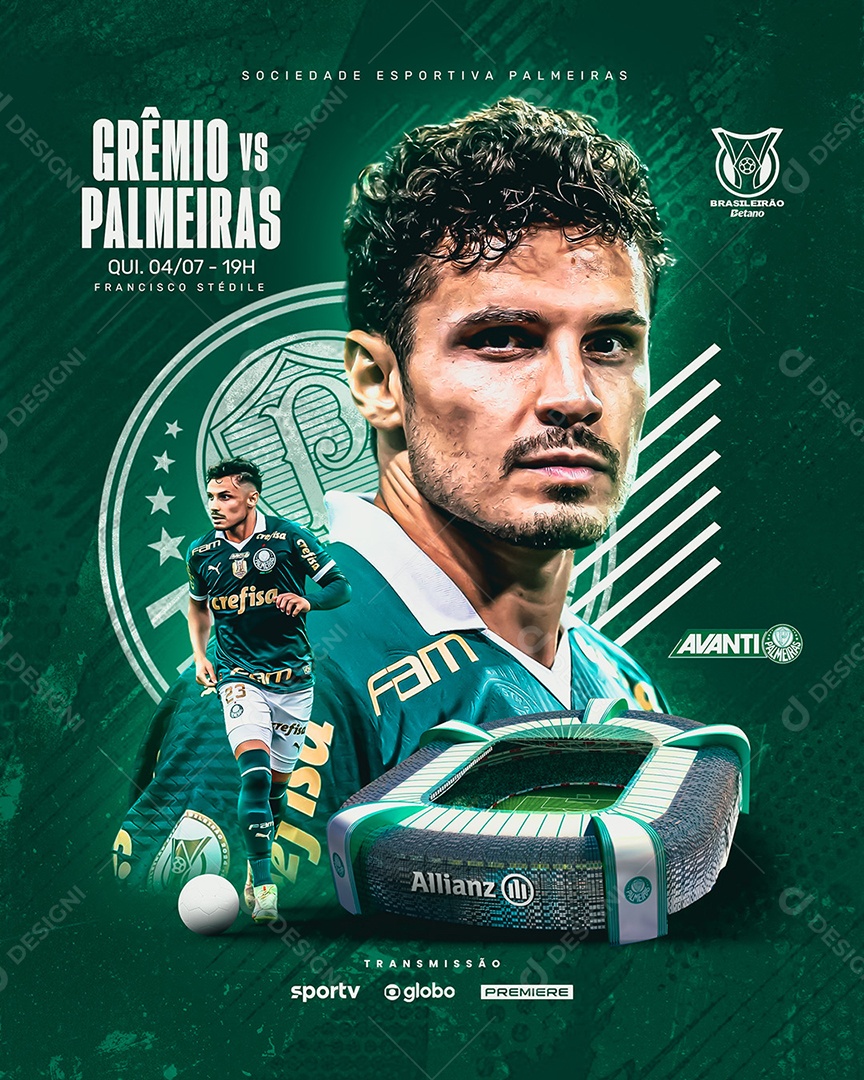 Gremio Vs Palmeiras Brasileirão 2024 Social Media PSD Editável