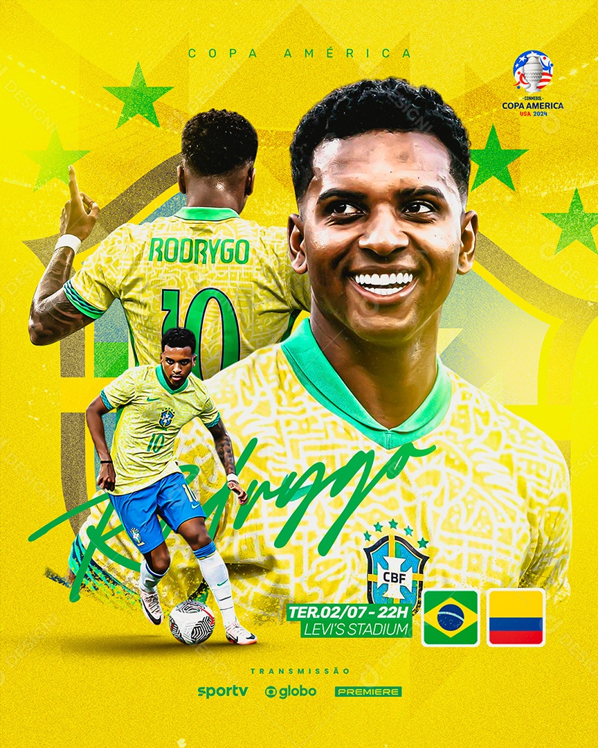 Brasil Vs Maldivas Copa América 2024 Social Media PSD Editável