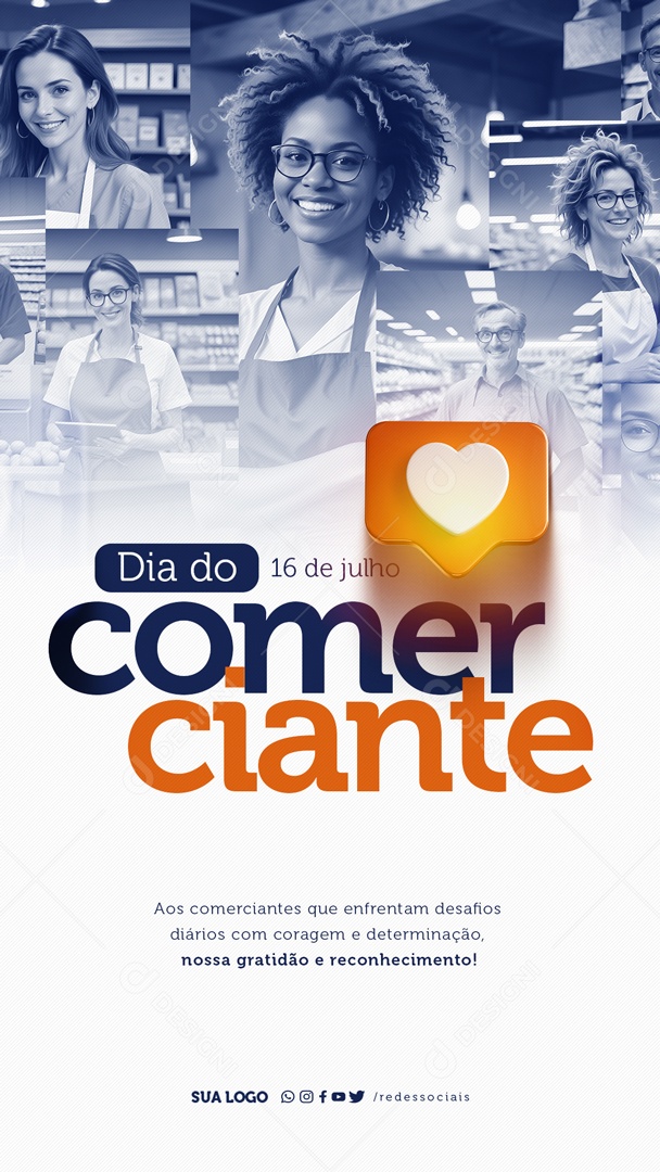 Story Dia do Comerciante 16 de Julho nossa Gratidão e Reconhecimento Social Media PSD Editável