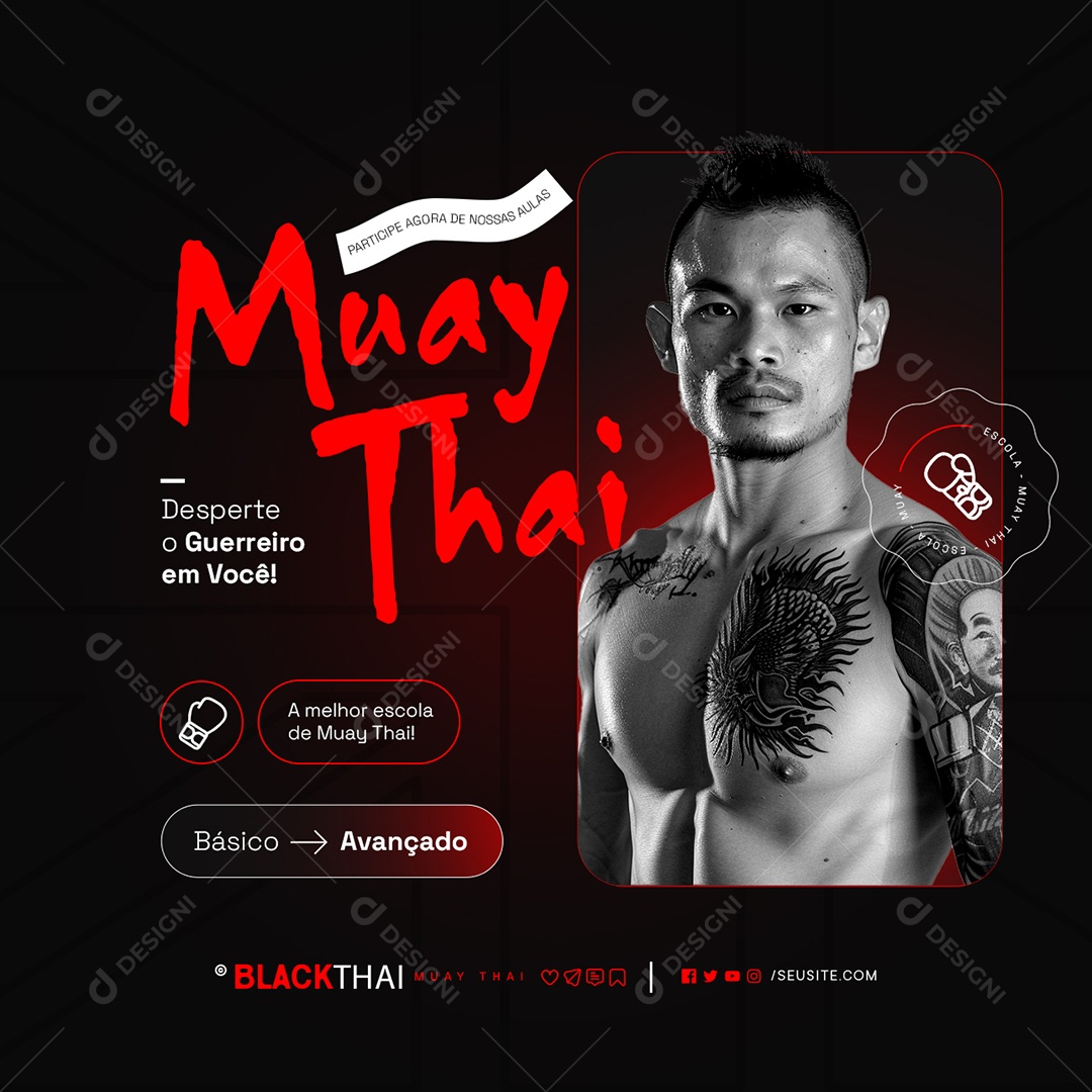 Escola de Luta Muay Thai Social Media PSD Editável