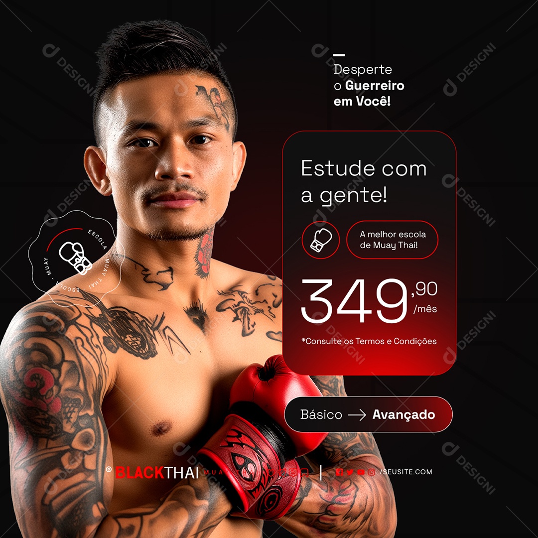 Fight School: Awaken the Warrior in You Editable Social Media PSD