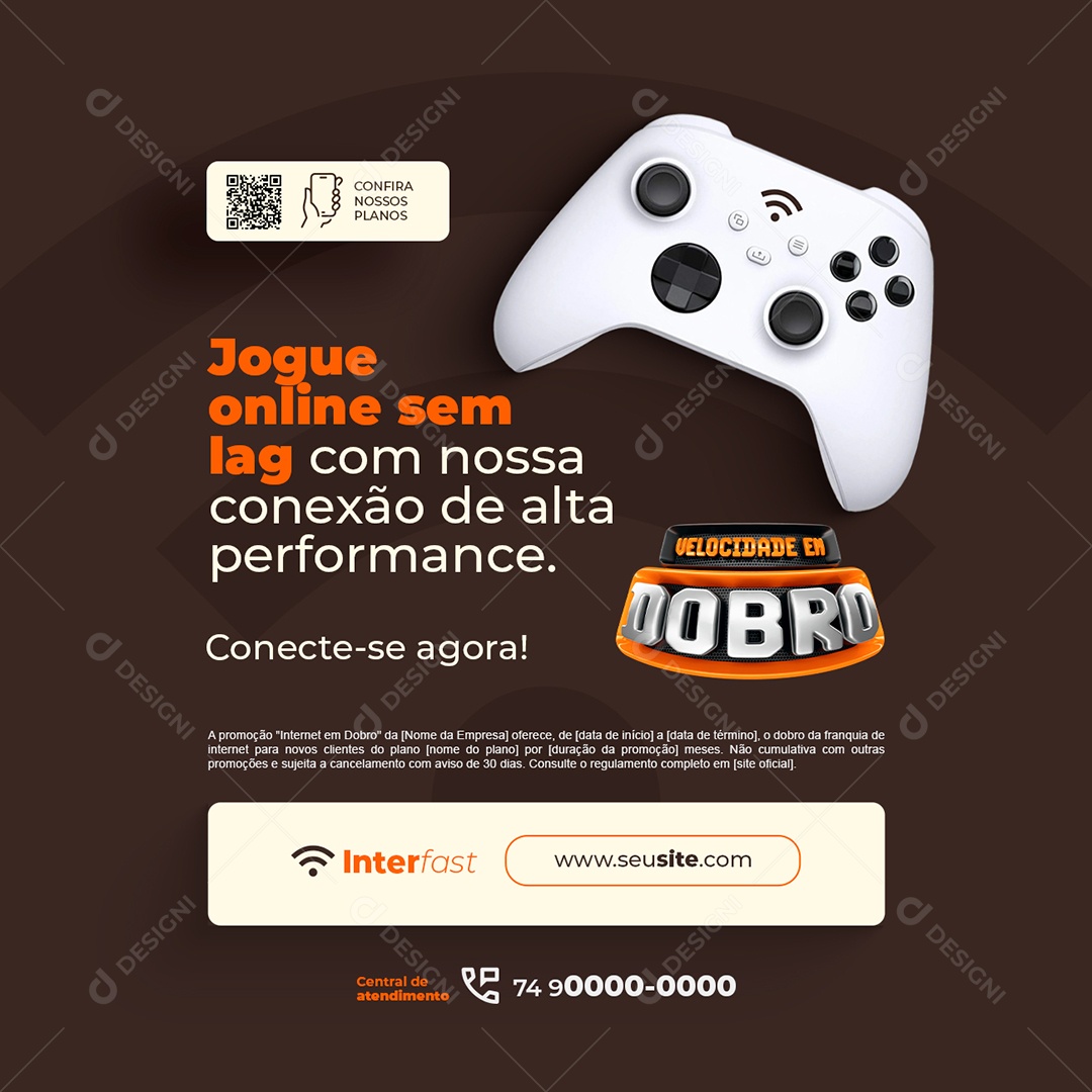 Velocidade em Dobro Jogue Oline sem Lag Social Media PSD Editável