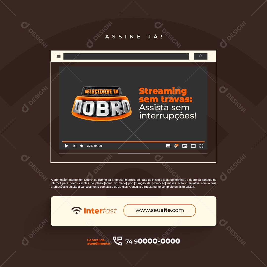 Velocidade em Dobro Streaming sem  Travas Social Media PSD Editável