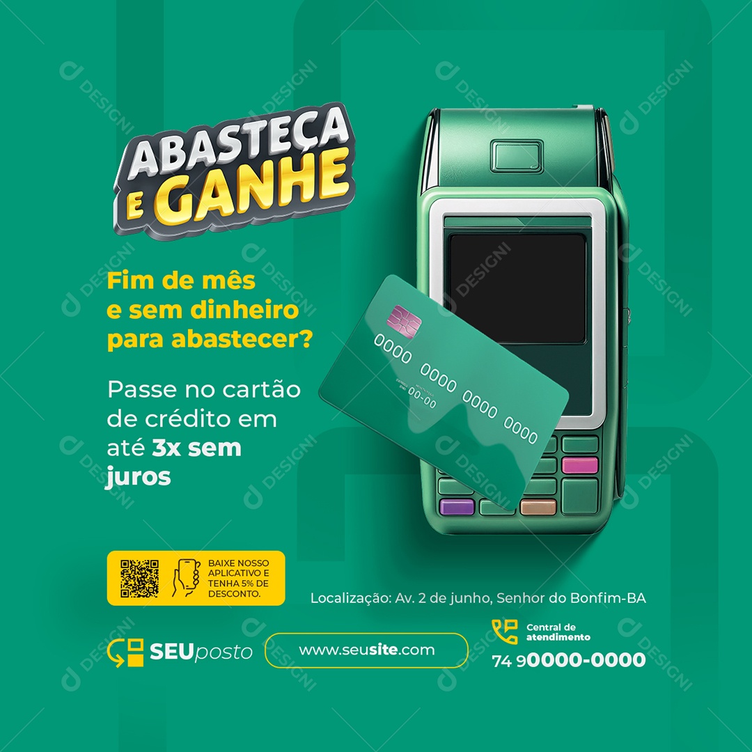 Abasteça e Ganhe  Fim de Mês e sem Dinheiro Social Media PSD Editável