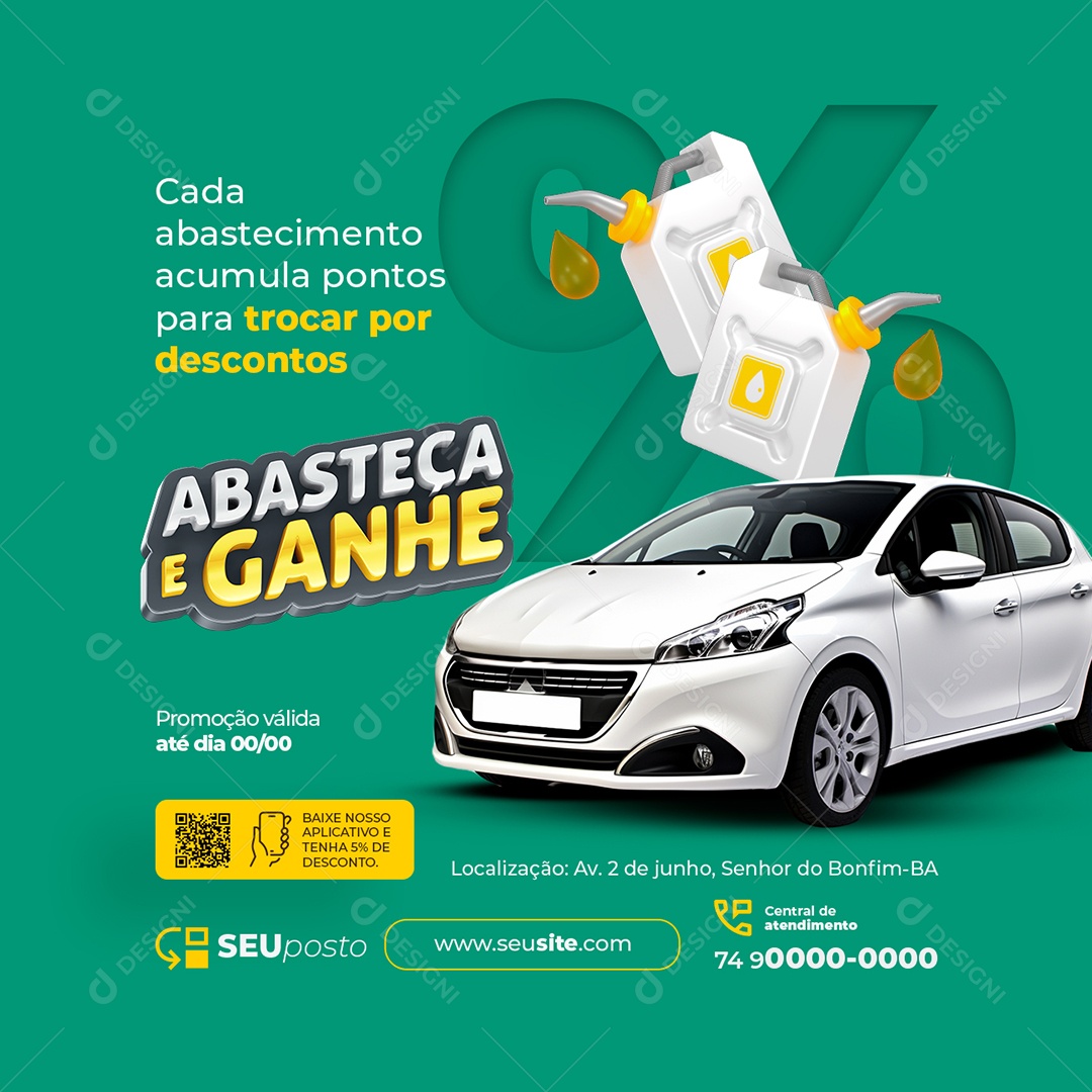 Abasteça e Ganhe Cada Abastecimento Acumula Pontos Social Media PSD Editável
