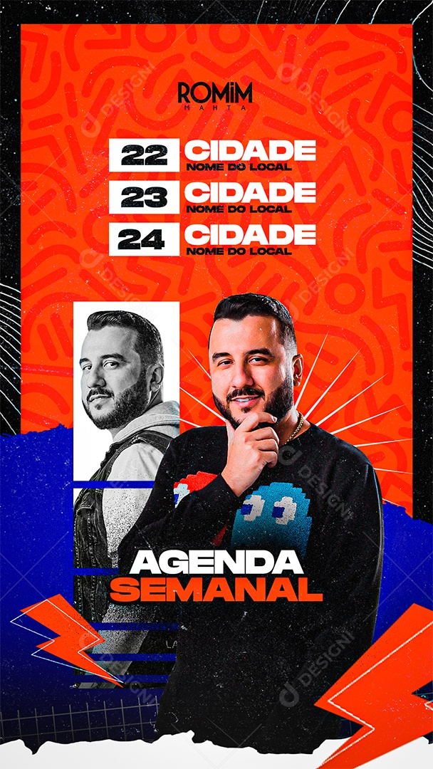 Agenda Semanal Romim Mata Social Media PSD Editável