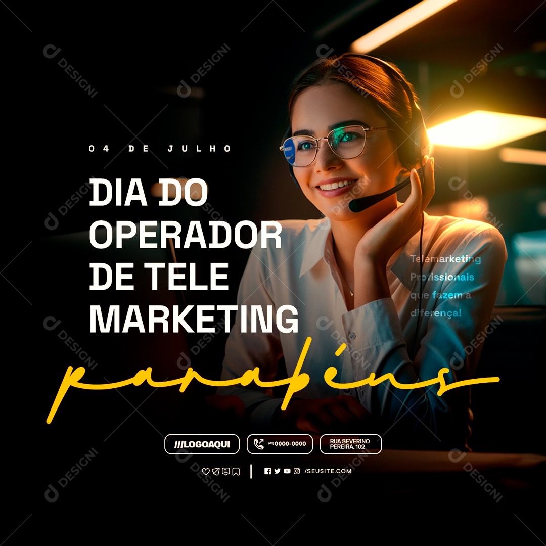 Dia do Operador de Telemarketing 04 de Julho Profissionais que Fazem Diferença Social Media PSD Editável