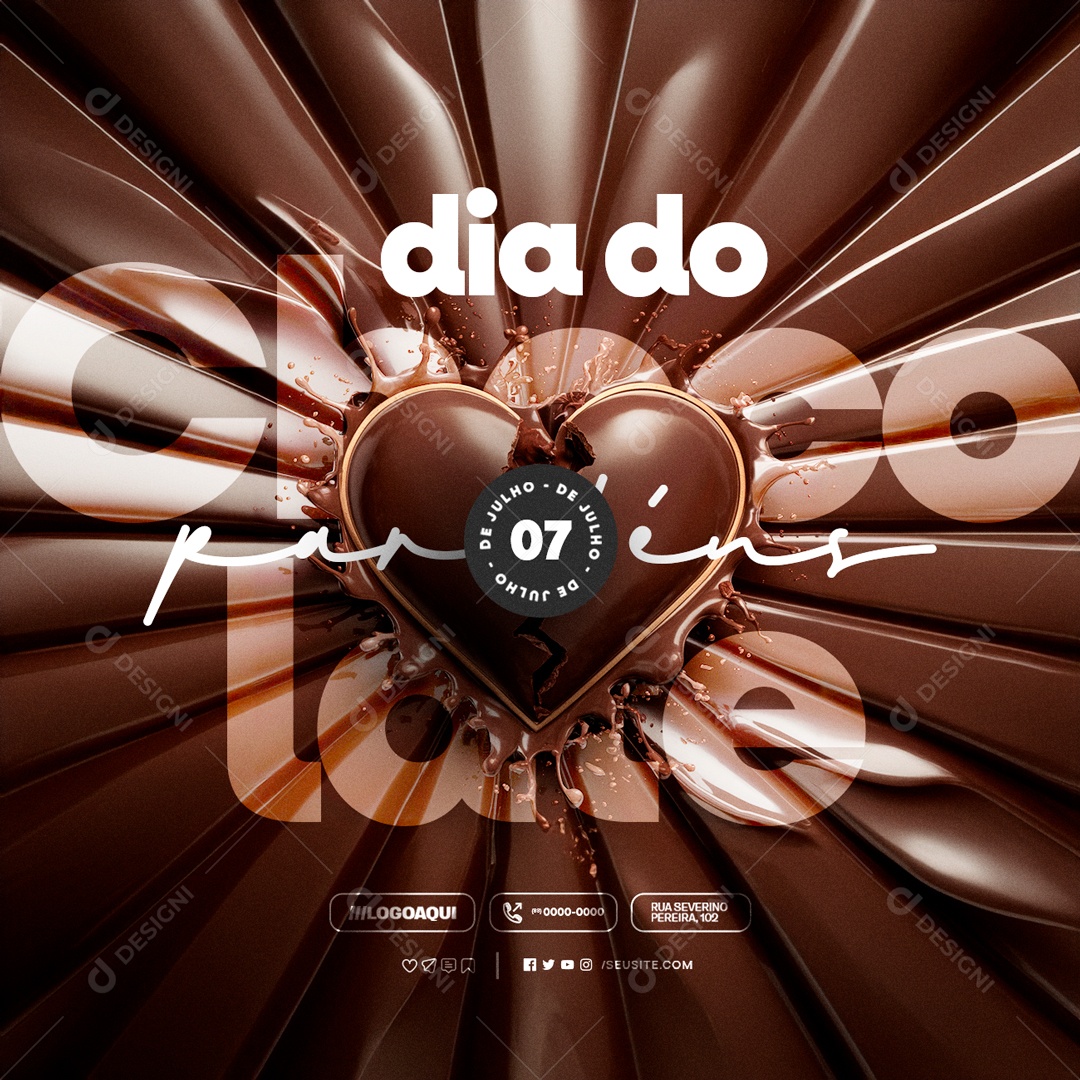 Dia do Chocolate 07 de Julho Parabéns Social Media PSD Editável