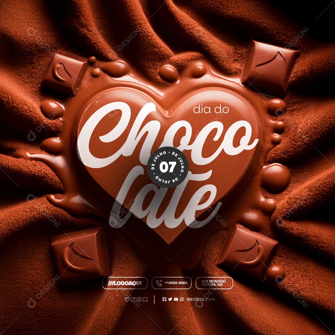 Social Media Dia do Chocolate 07 de Julho PSD Editável