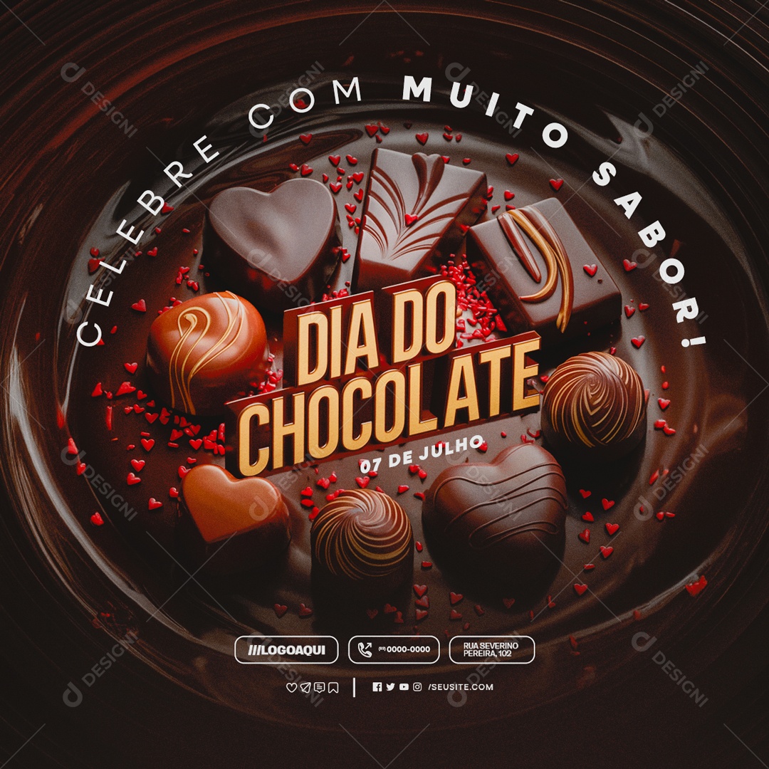 Feliz Dia do Chocolate 07 de Julho Social Media PSD Editável
