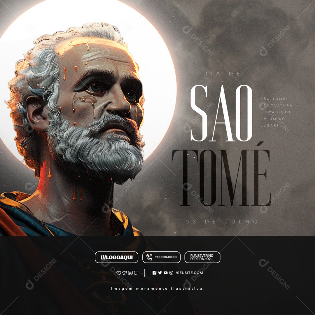 Dia de São Tomé Apóstolo 03 de Julho Fé Social Media PSD Editável