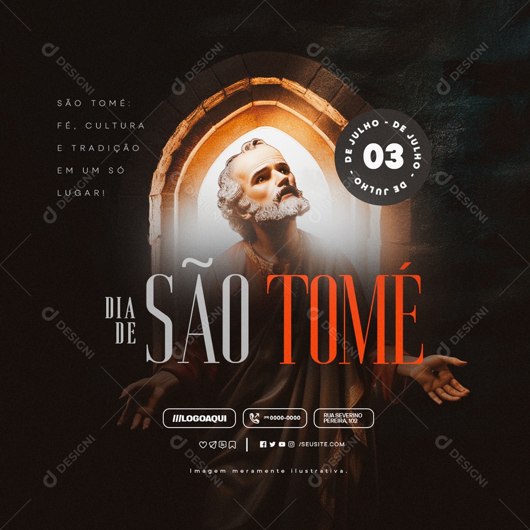 Dia de São Tomé Apóstolo 03 de Julho Fé Cultura e Tradição Social Media PSD Editável