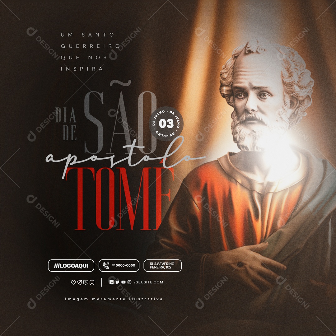 Dia de São Tomé Apóstolo 03 de Julho um Santo Guerreiro Social Media PSD Editável