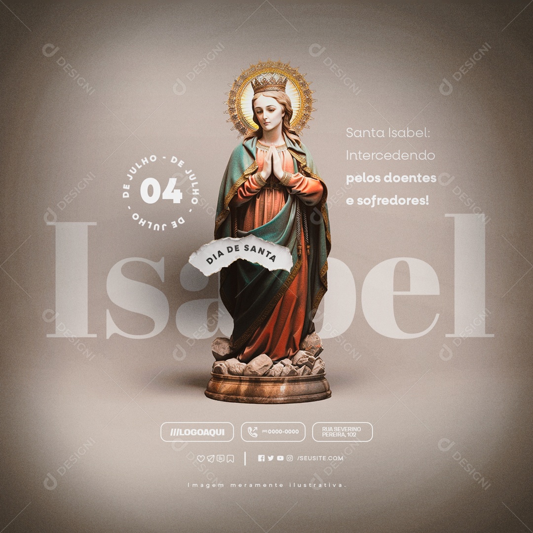 Dia da Santa Isabel 04 de Julho Social Media PSD Editável