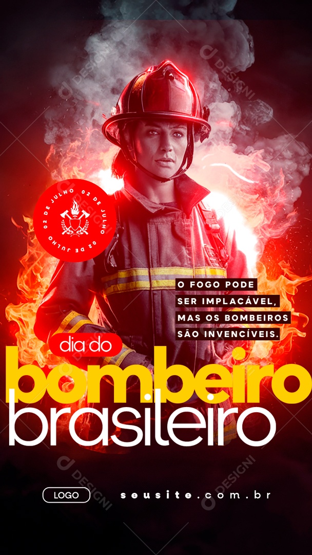 Story Dia do Bombeiro Brasileiro 02 Julho Social Media PSD Editável
