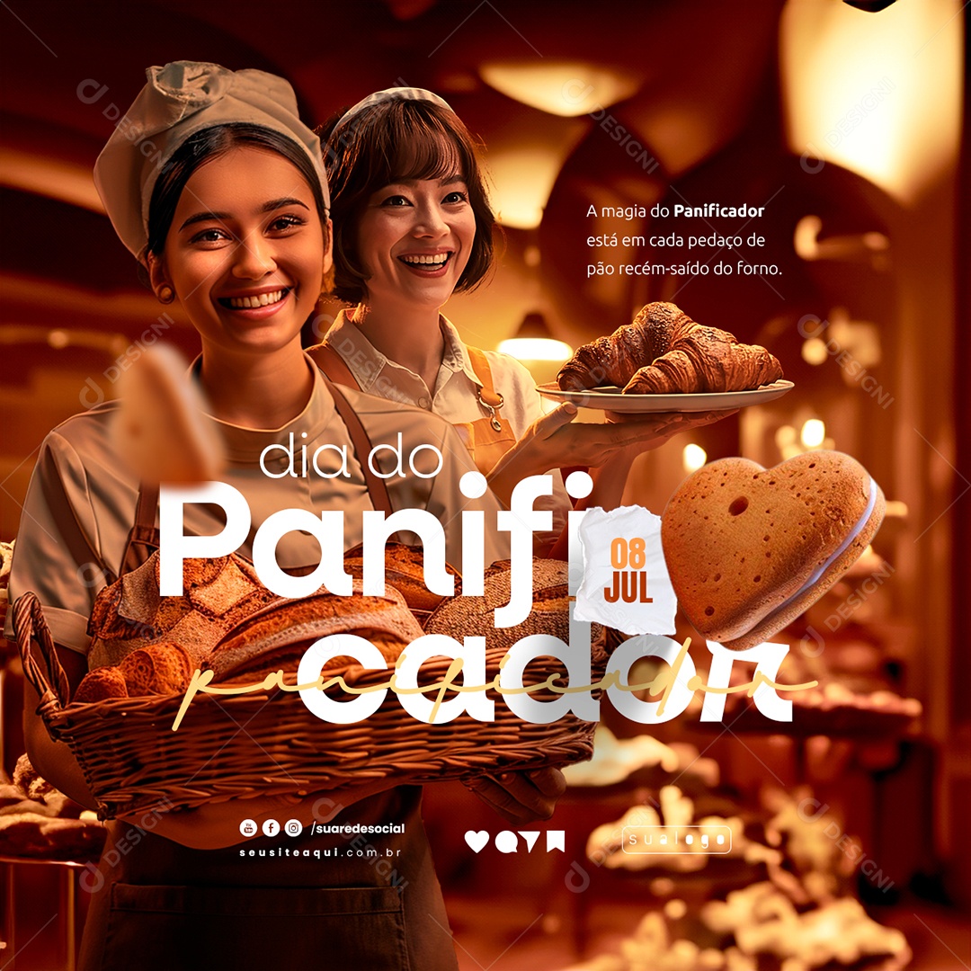 Dia do Panificador 08 de Julho a Magia estar em Cada Pedaço de Pão Social Media PSD Editável