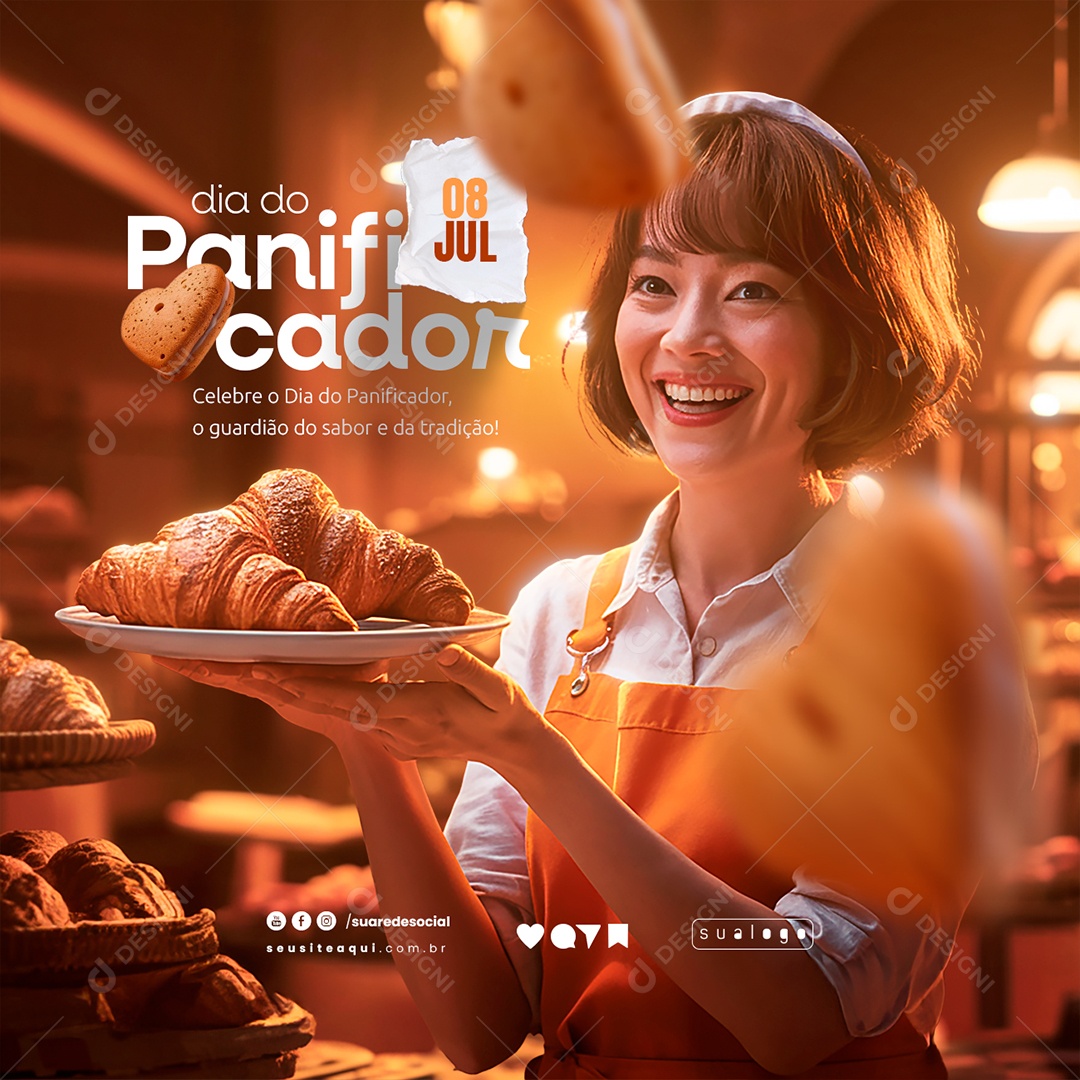 Dia do Panificador 08 de Julho o Guardião do Sabor Social Media PSD Editável