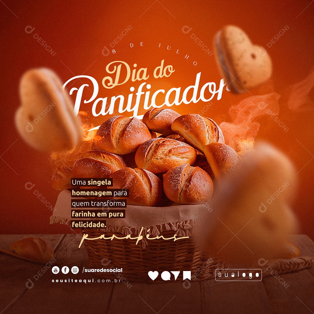 Dia do Panificador 08 de Julho uma Singela Homenagem Social Media PSD Editável