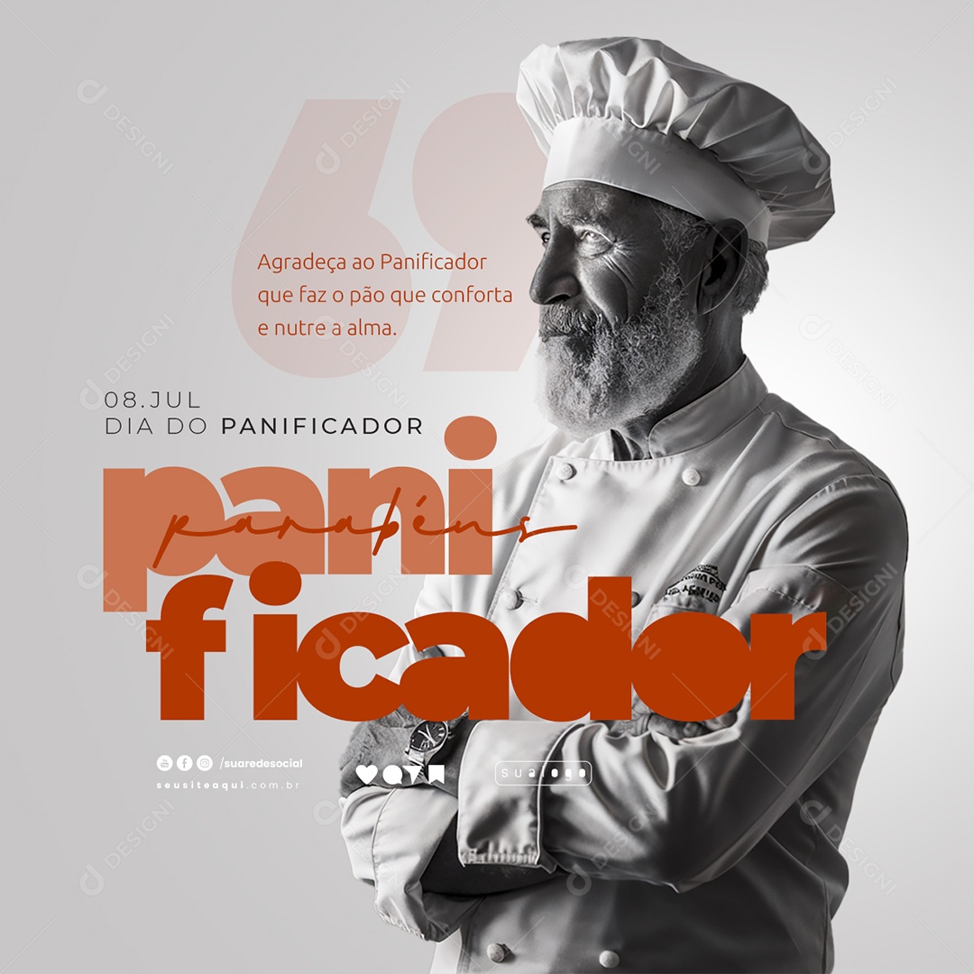 Dia do Panificador 08 de Julho Parabéns Social Media PSD Editável