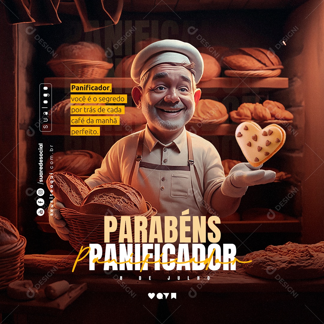 Dia do Panificador 08 de Julho Social Media PSD Editável