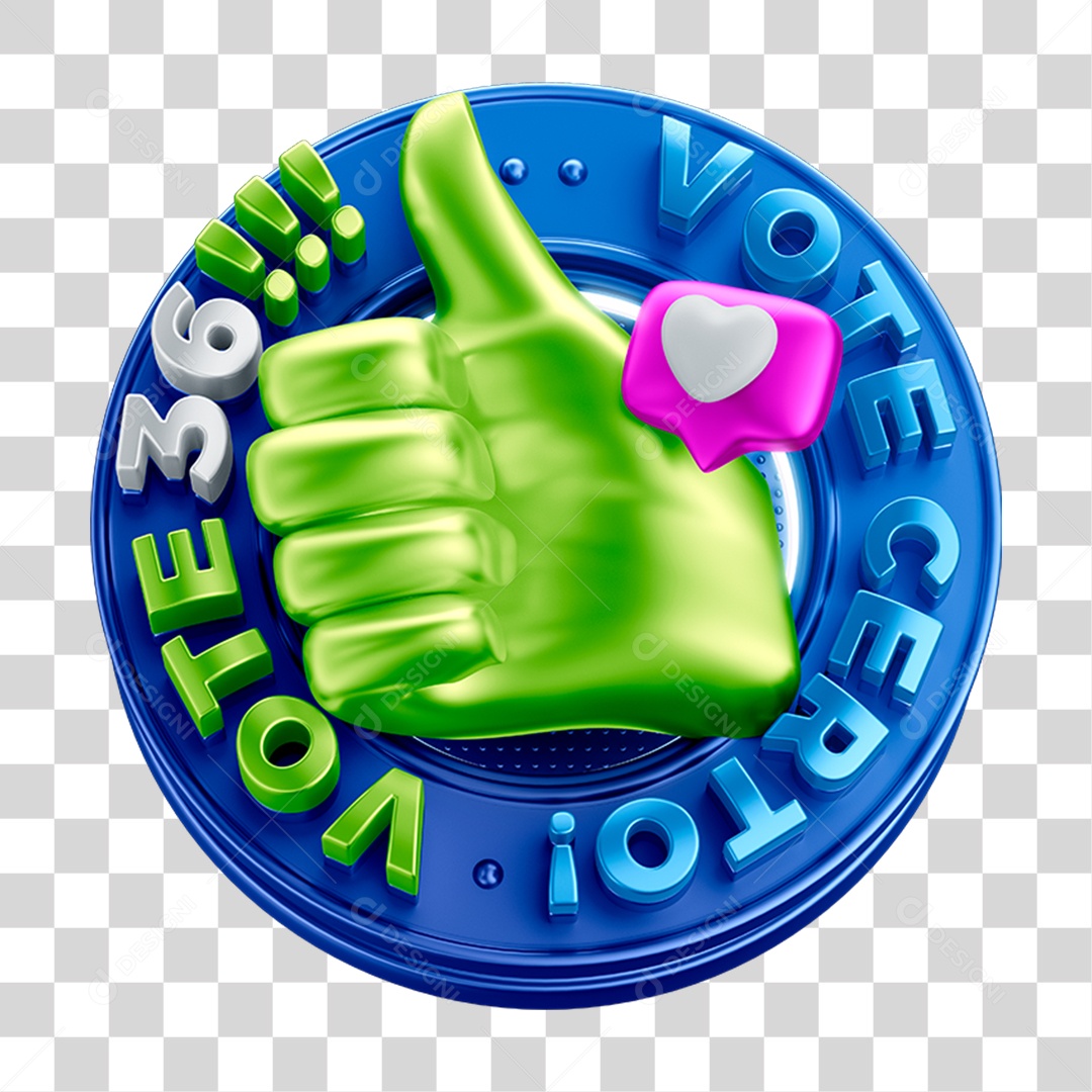 Selo 3D Vote Certo PNG Transparente