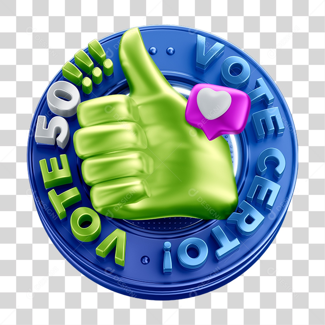 Selo 3D Vote Certo PNG Transparente