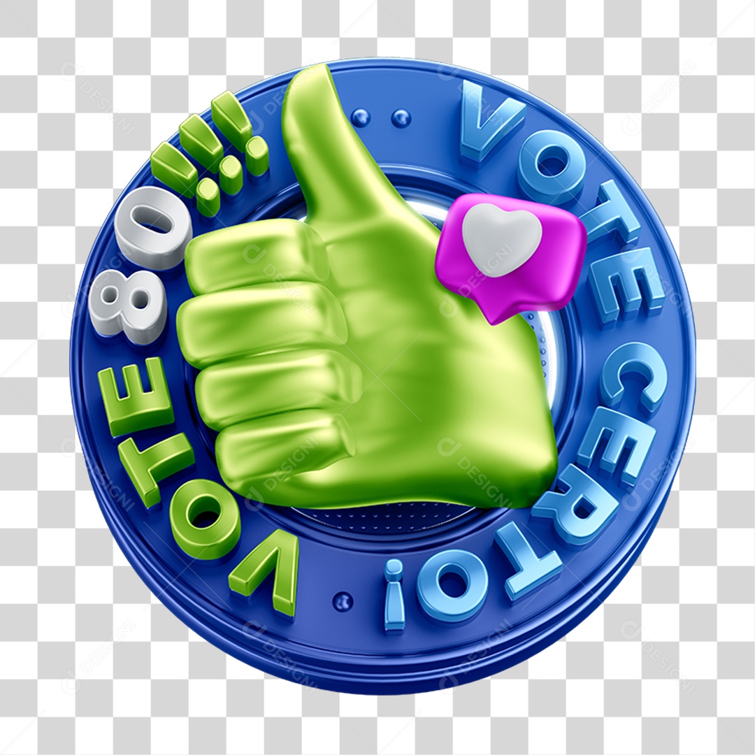 Selo 3D Vote Certo PNG Transparente