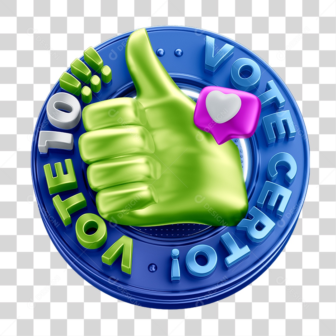 Selo 3D Vote Certo PNG Transparente