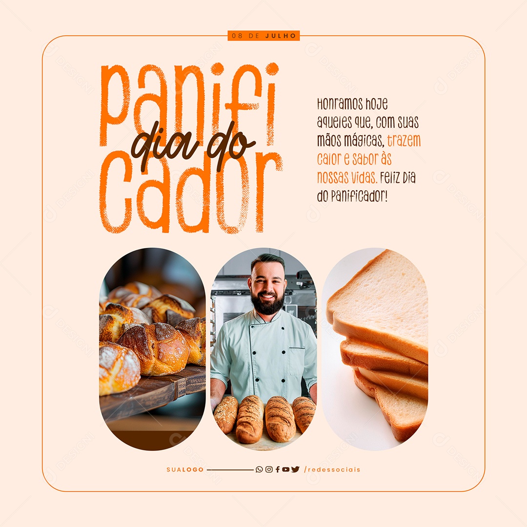 Dia do Panificador 08 de Julho Sabor as Nossas Vidas Social Media PSD Editável