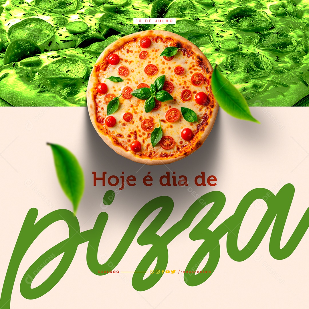 Dia da Pizza 10 de Julho Hoje e Dia de Pizza Social Media PSD Editável