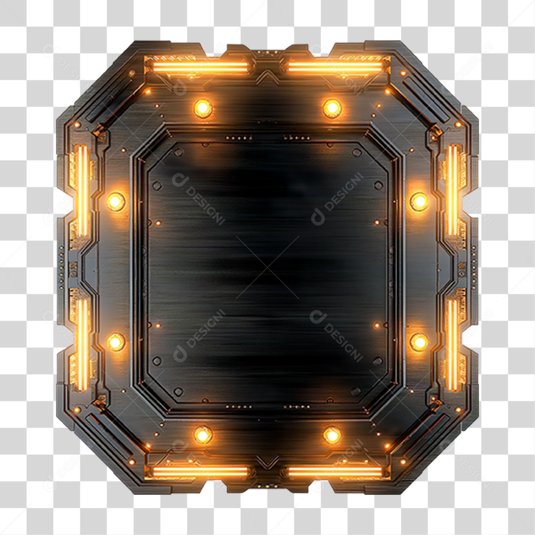 Placa de Madeira com Neon e Luzes PNG Transparente