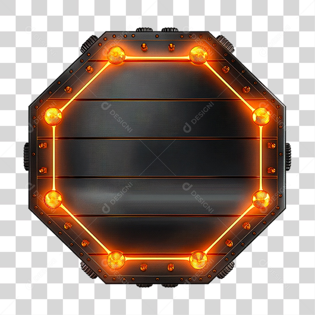 Placa de Madeira com Neon e Luzes PNG Transparente
