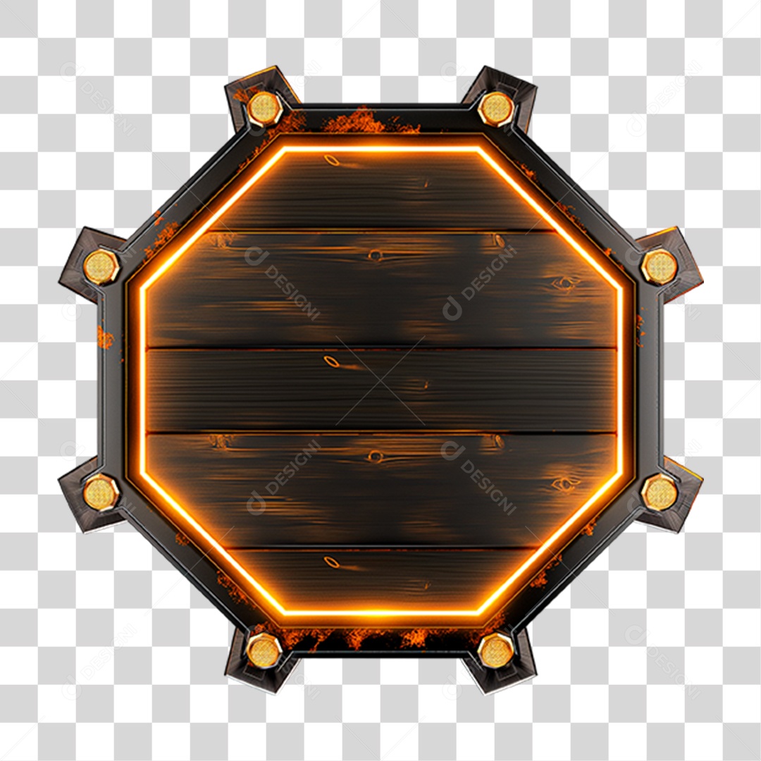 Placa de Madeira com Neon e Luzes PNG Transparente