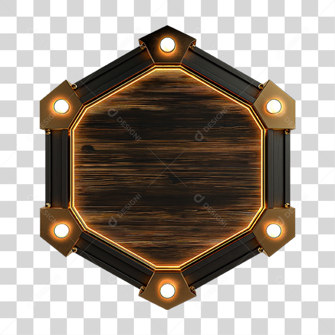 Placa de Madeira com Neon e Luzes PNG Transparente