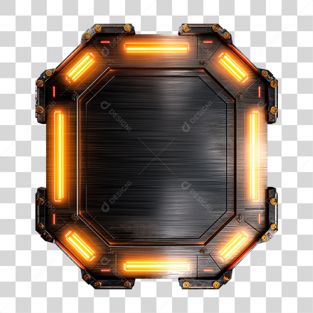 Placa de Madeira com Neon e Luzes PNG Transparente