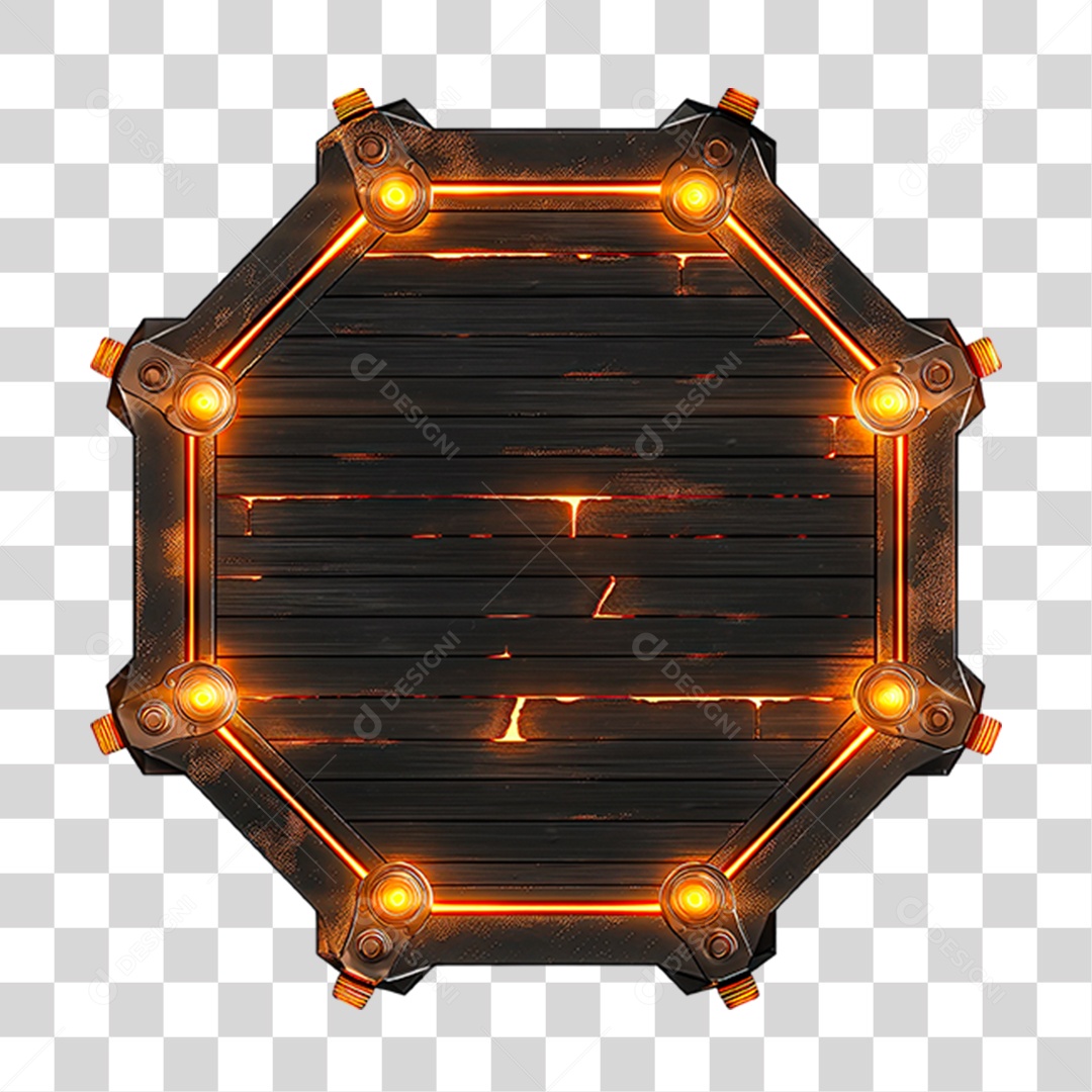 Placa de Madeira com Neon e Luzes PNG Transparente