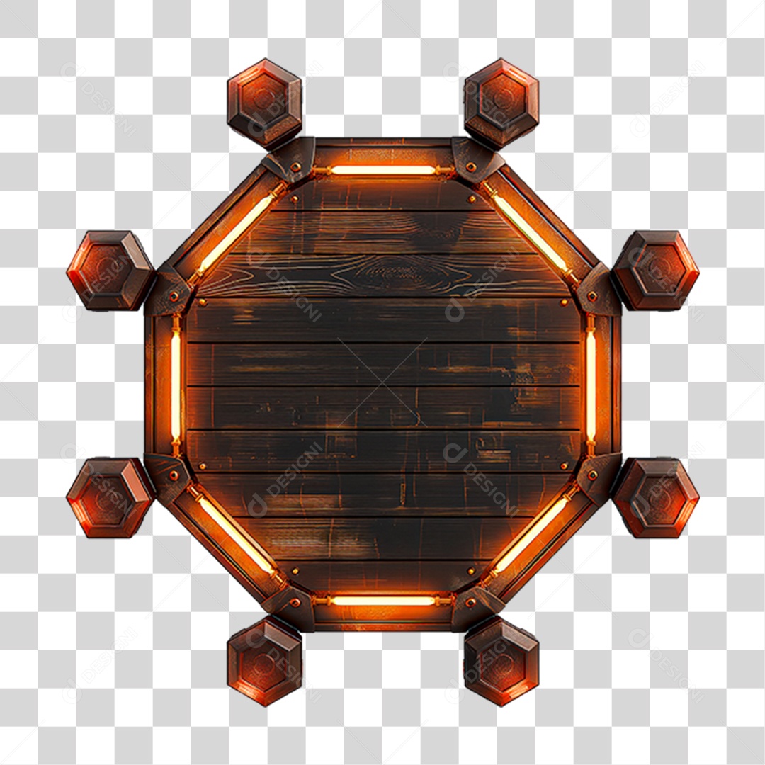 Placa de Madeira com Neon e Luzes PNG Transparente