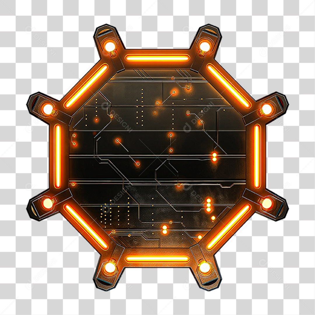 Placa de Madeira com Neon e Luzes PNG Transparente